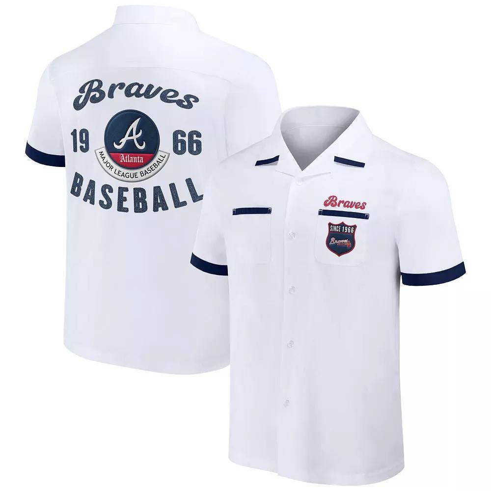 Men's Darius Rucker Collection by Fanatics  White Atlanta Braves Bowling Button-Up Shirt, Size: Medium Product Image