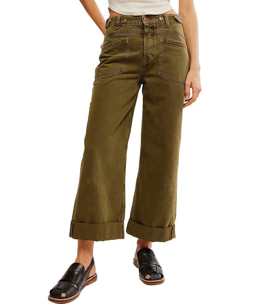 Free People Palmer Mid Rise Relaxed Button Waist Cuffed Jeans Product Image