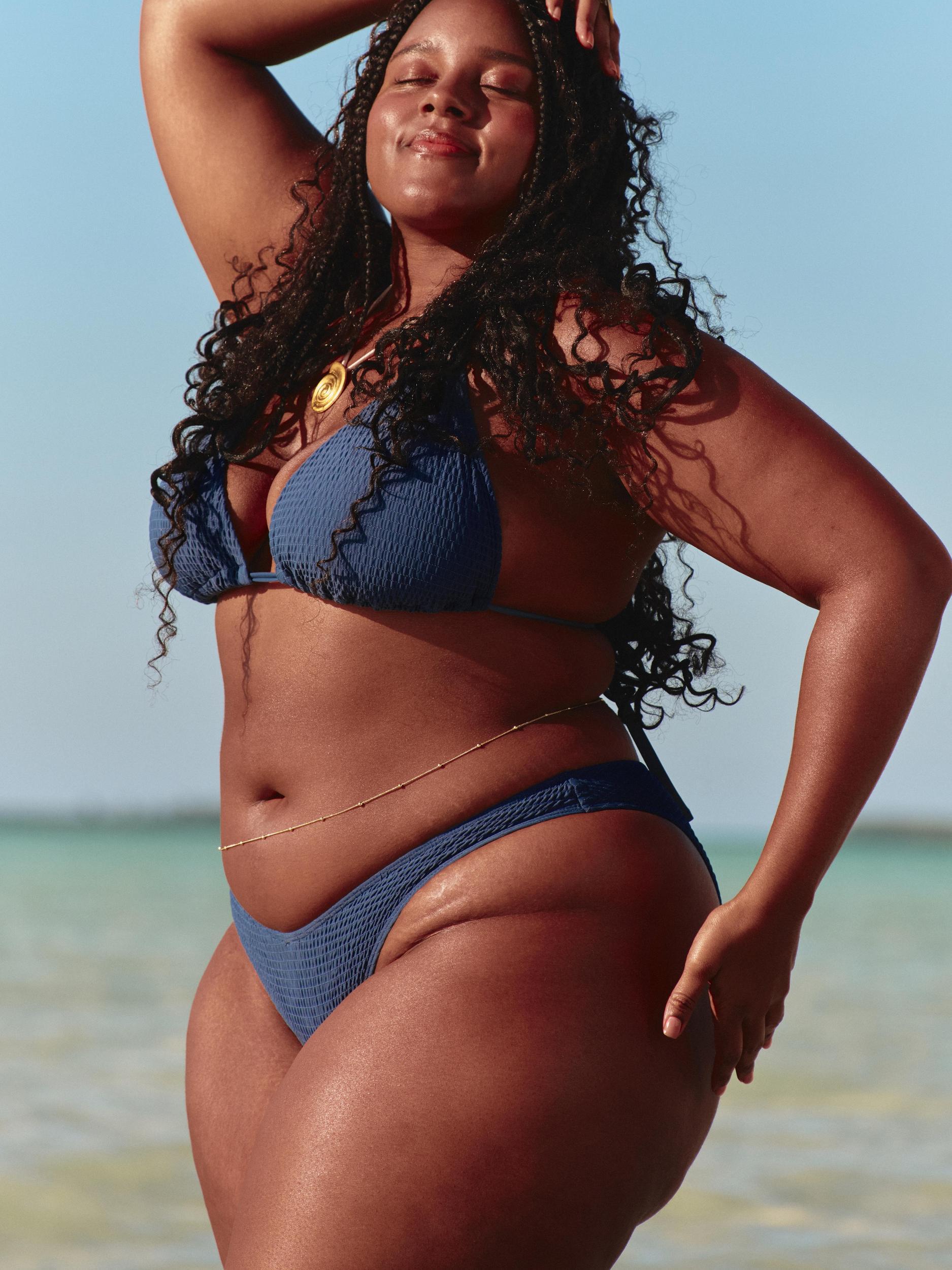 Smocked High-Leg Cheeky Bikini Bottom Product Image