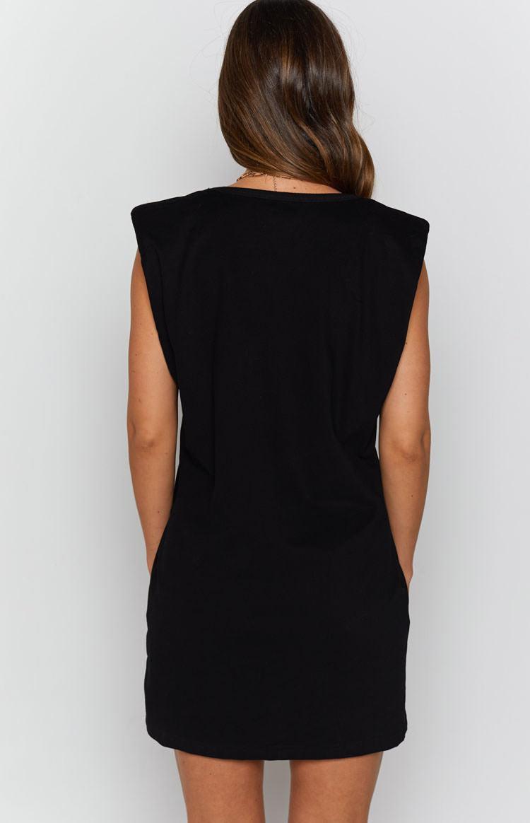 Jericho Padded Shoulder T-shirt Dress Black Product Image