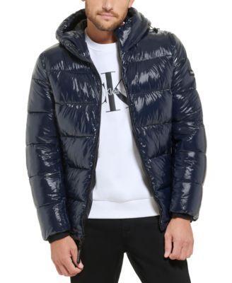 Calvin Klein Mens High Shine Hooded Puffer Jacket Product Image
