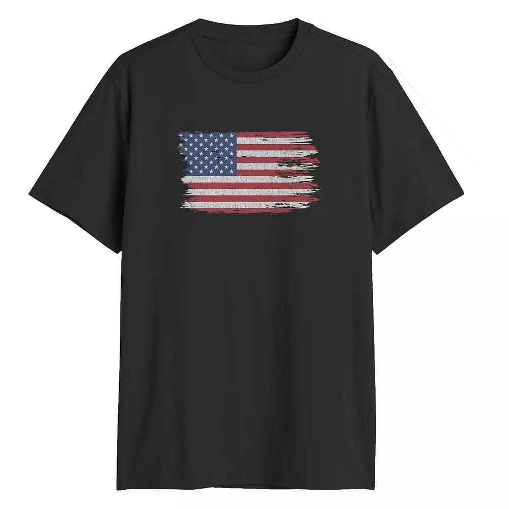 Big & Tall Distressed USA Flag Graphic Tee, Men's, Size: Medium Tall, Black Product Image