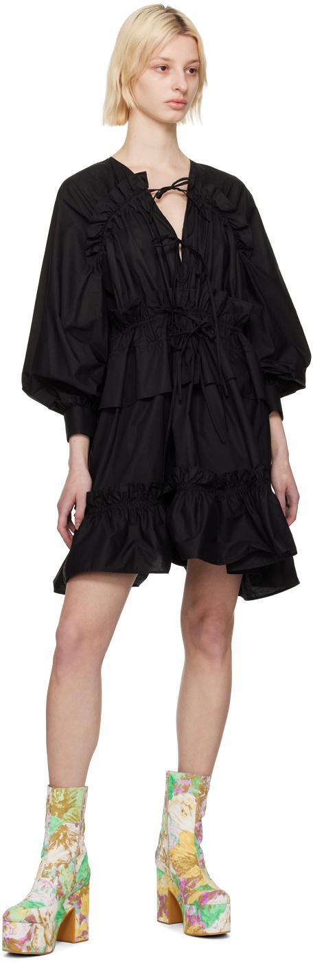 MSGM Black Ruffled Minidress In 99 Black Product Image