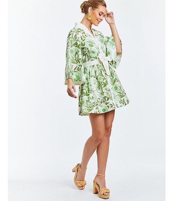 Mestiza New York Carmen Floral Print Mandarin Collar 3/4 Full Sleeve Mini A-Line Dress Product Image