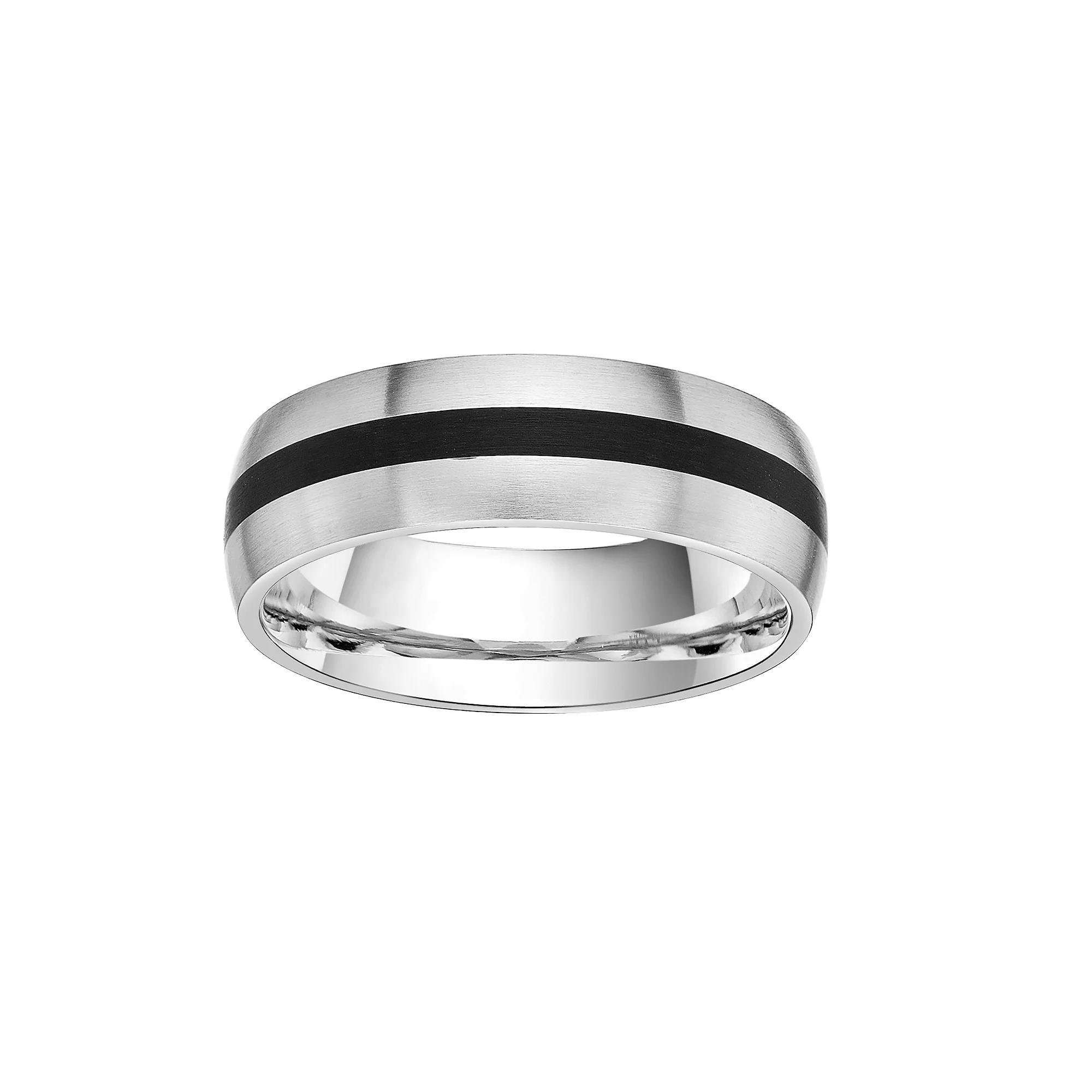 Men's LYNX Two Tone Stainless Steel Stripe Ring, Size: 8 Product Image