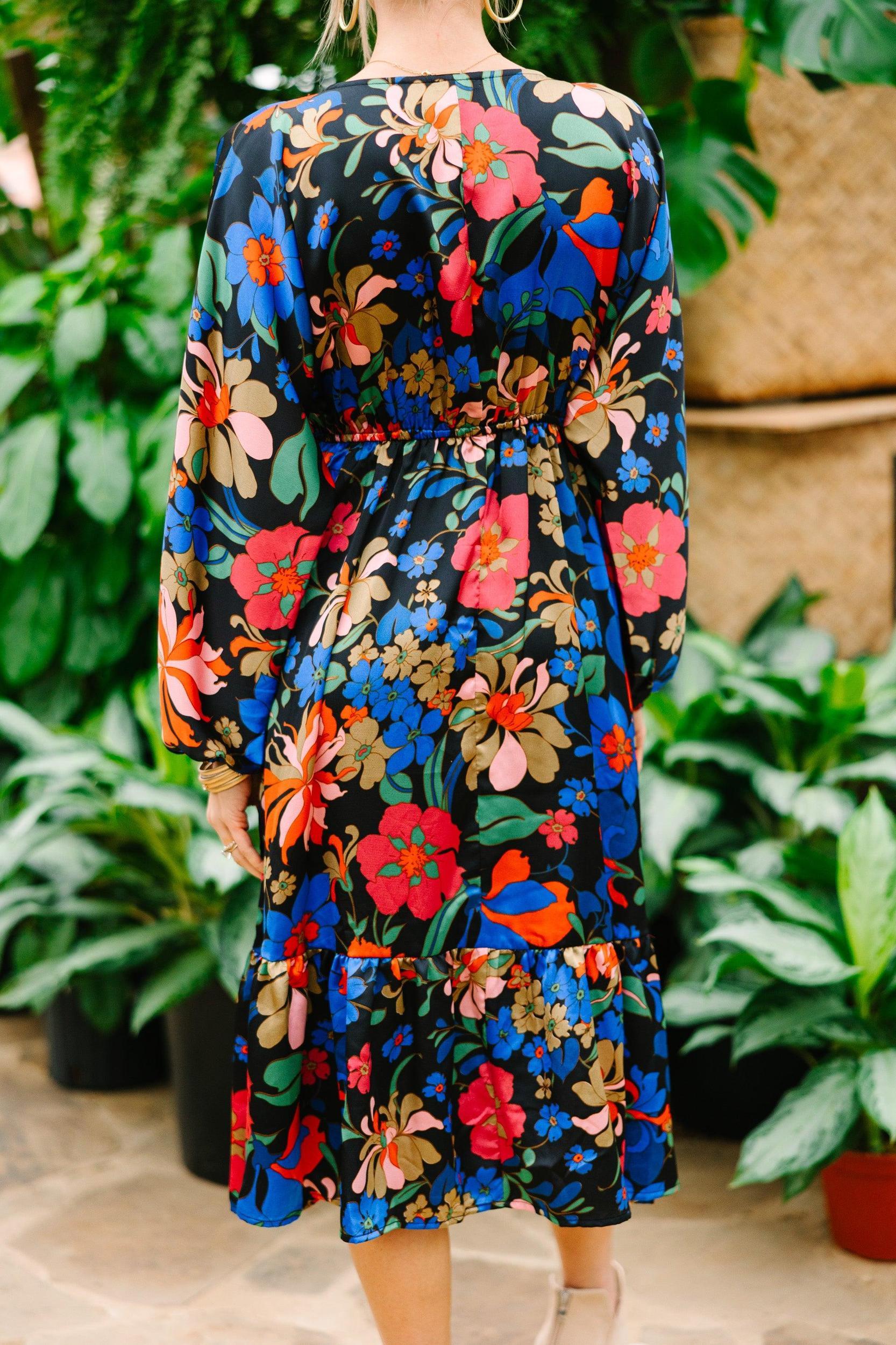 It's All You Black Floral Midi Dress Female Product Image