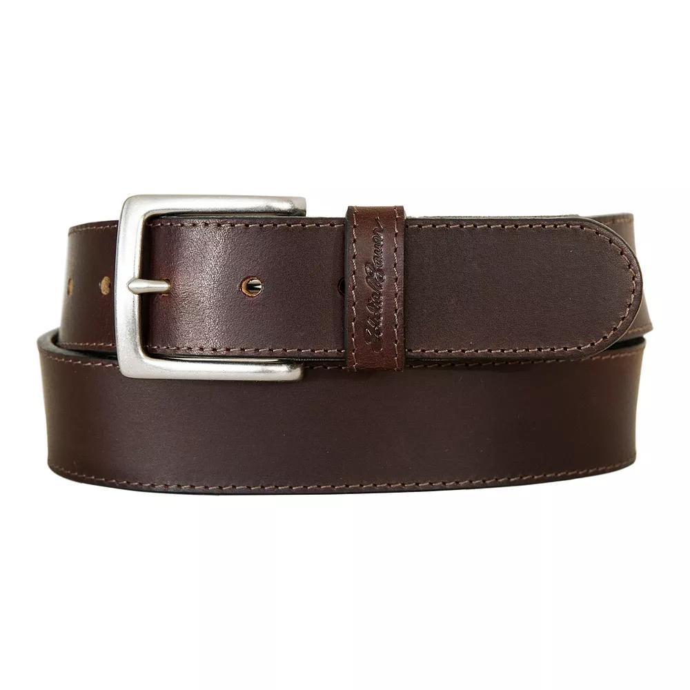 Men's Eddie Bauer 1.45-in. Leather Belt with Sasquatch Stretch Tab, Size: XL, Brown Product Image