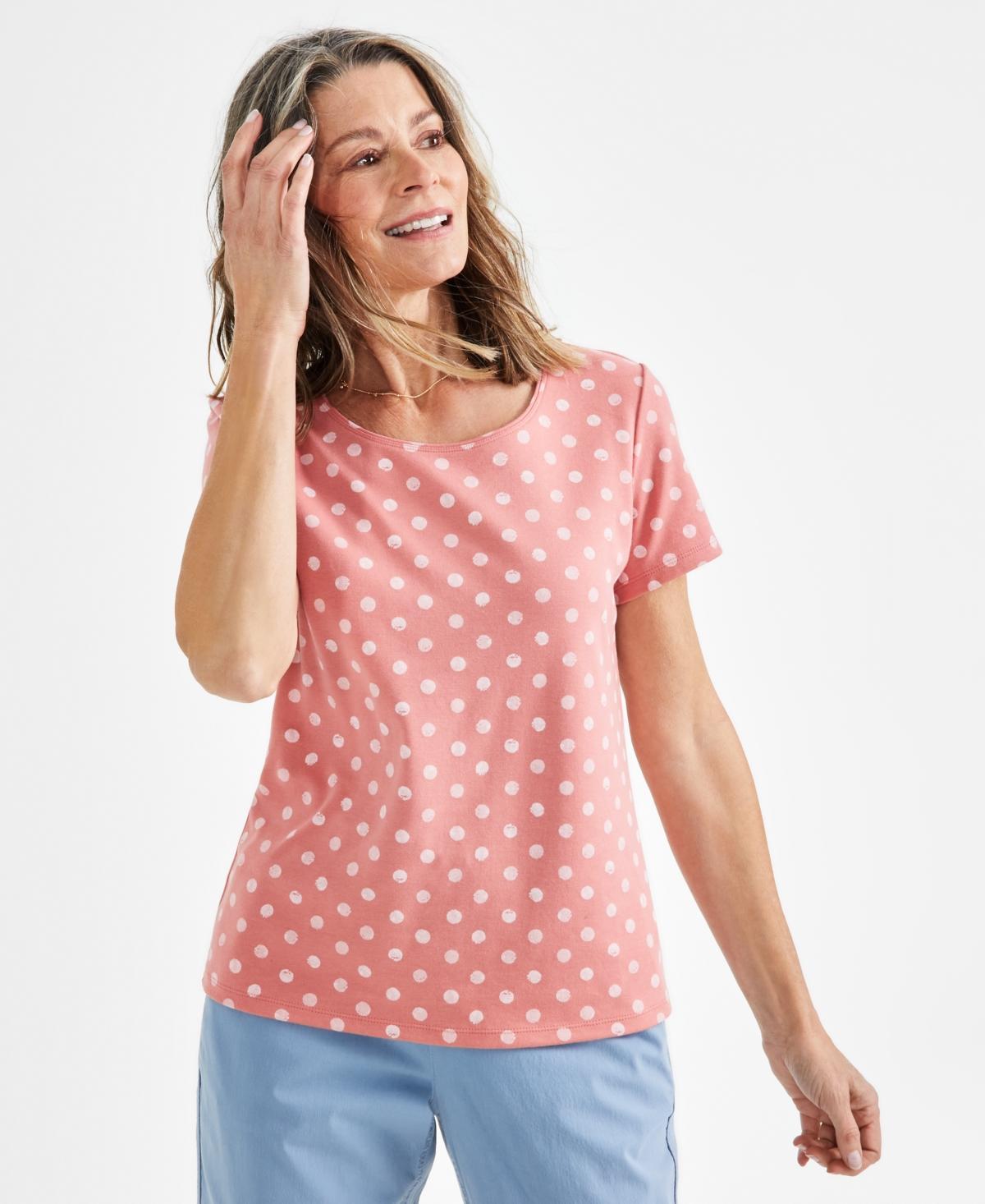 Style & Co Womens Short-Sleeve Printed Scoop-Neck Top, Created for Macys Product Image