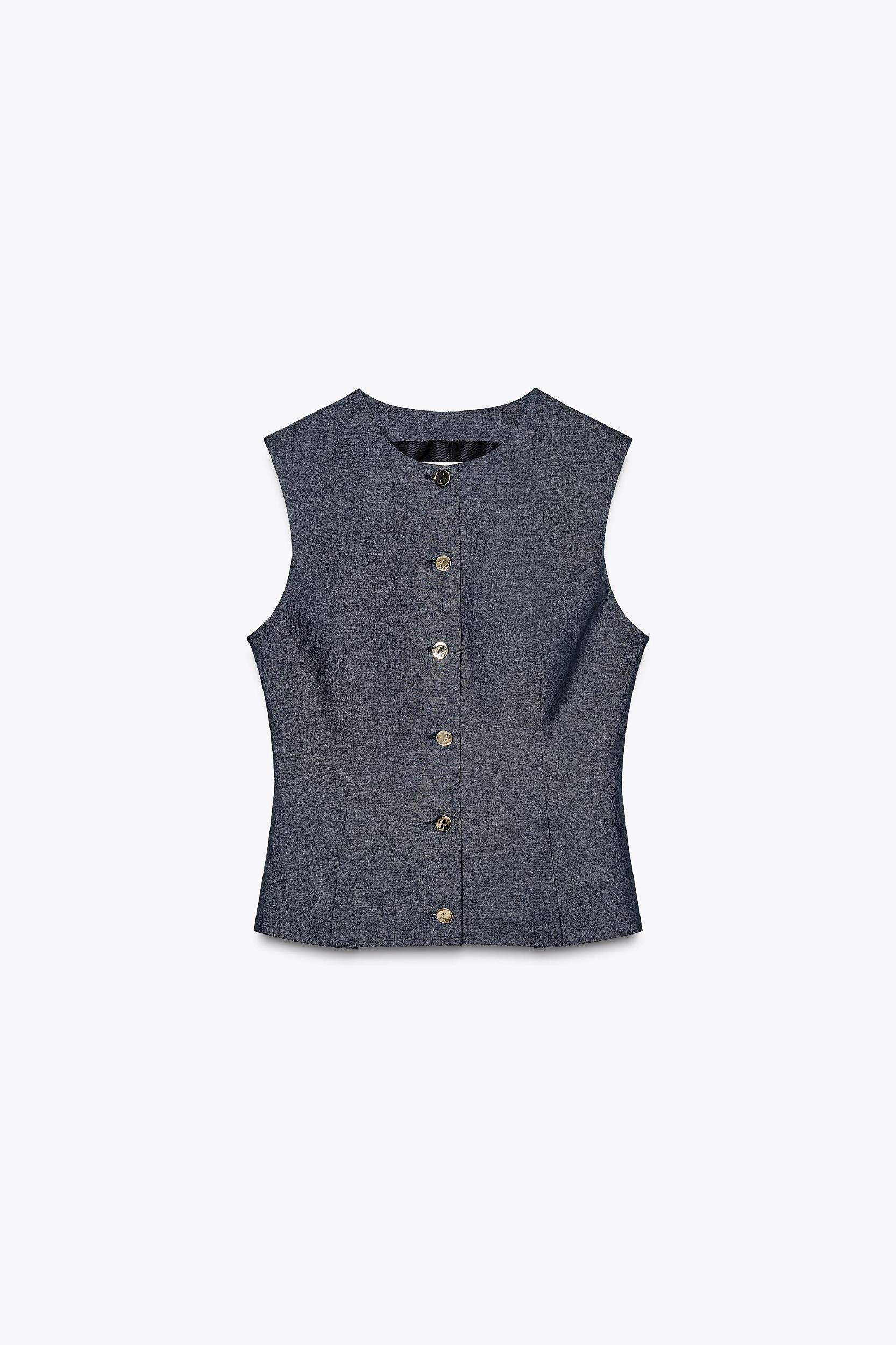 LINEN DART VEST Product Image