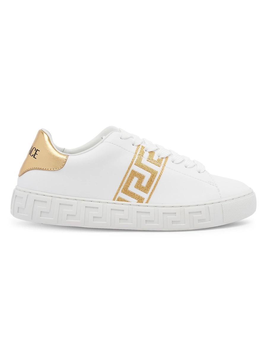 Versace Womens Embroidered Lace Up Sneakers Product Image
