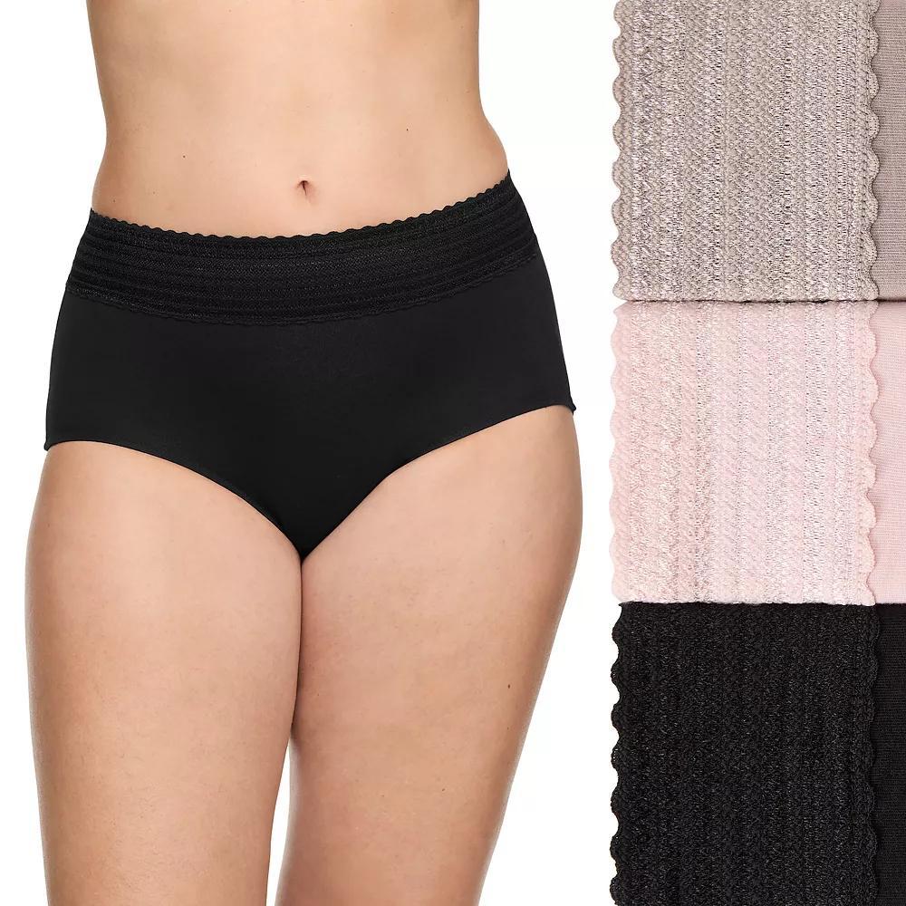 Warners No Pinching No Problems® 3-Pack Dig-Free High-Waist Brief RS2093P, Women's, Size: Large, Blush Mink Black Product Image