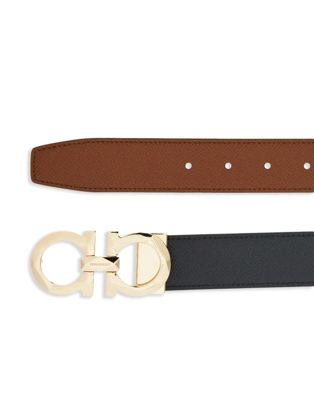 FERRAGAMO Gancini Reversible Leather Belt In Brown Product Image