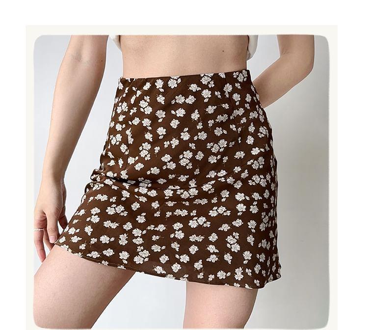 High Rise Floral Print Mini A-Line Skirt Product Image