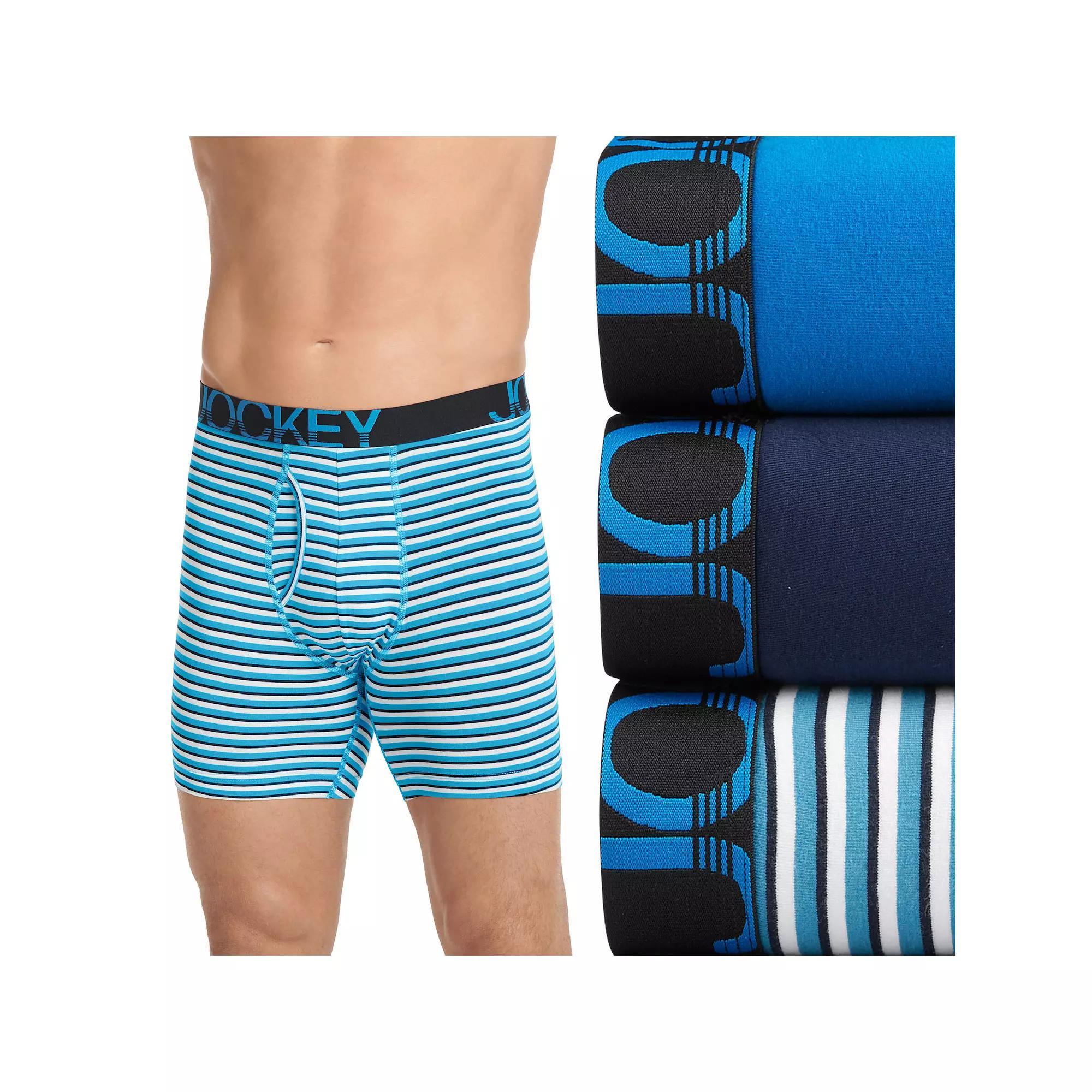 Men's Jockey® 3-pack ActiveStretch™ Long Leg Briefs, Size: Medium, Turquoise Assorted Product Image