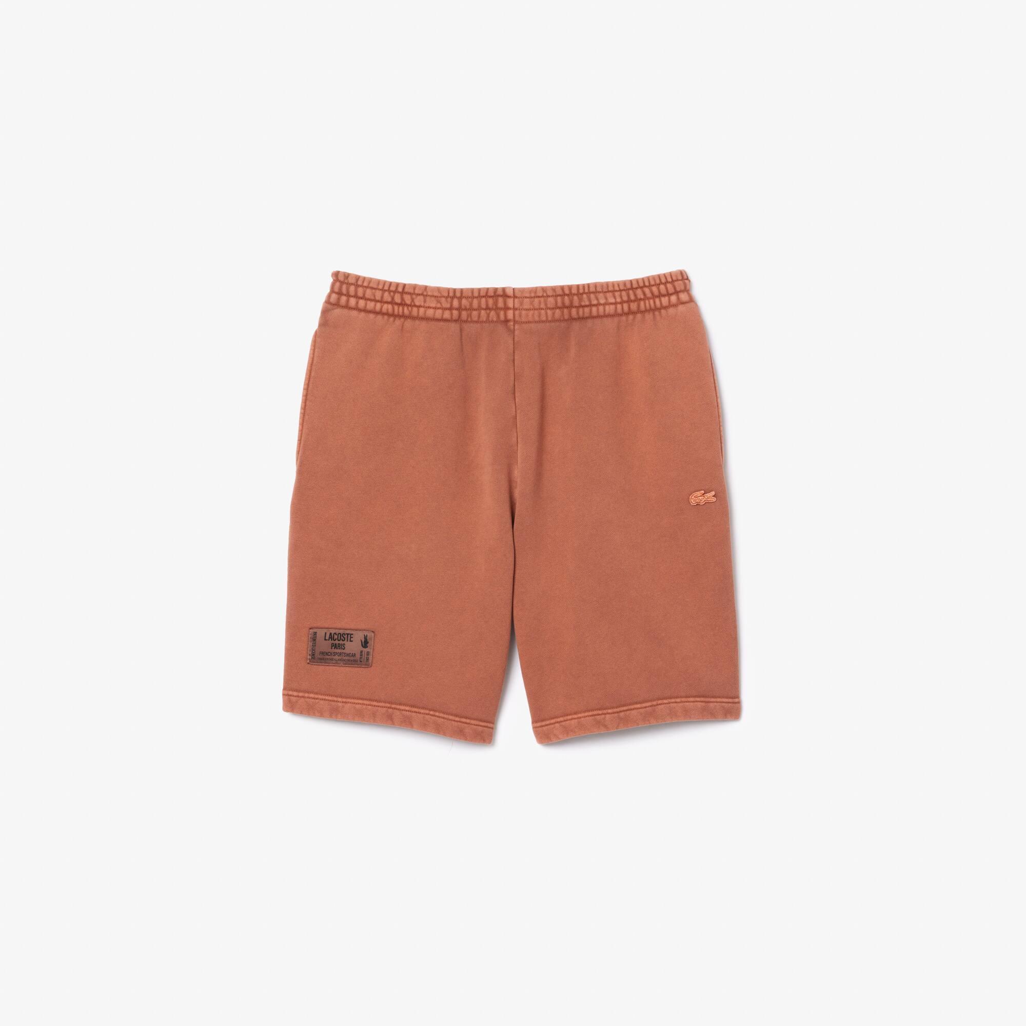Washed Effect Cotton Fleece Shorts Product Image