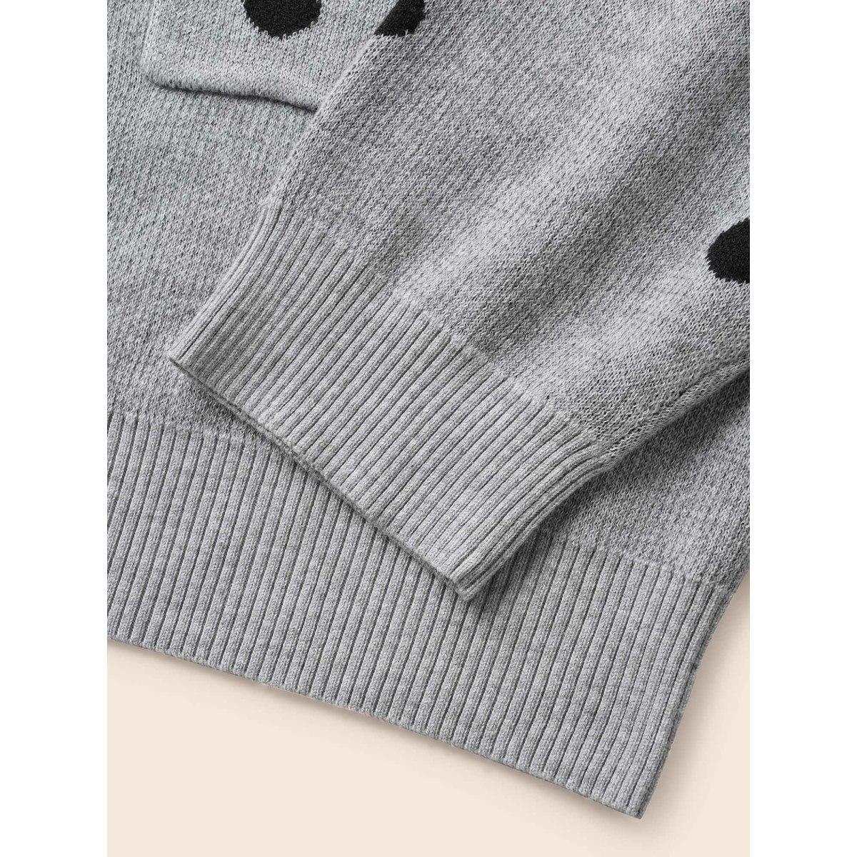 Plus Size Polka Dot Kimono Collar Patch Pocket Cardigan Mediumgray Women Casual Loose Long Sleeve Everyday Cardigans BloomChic 30/6X Product Image