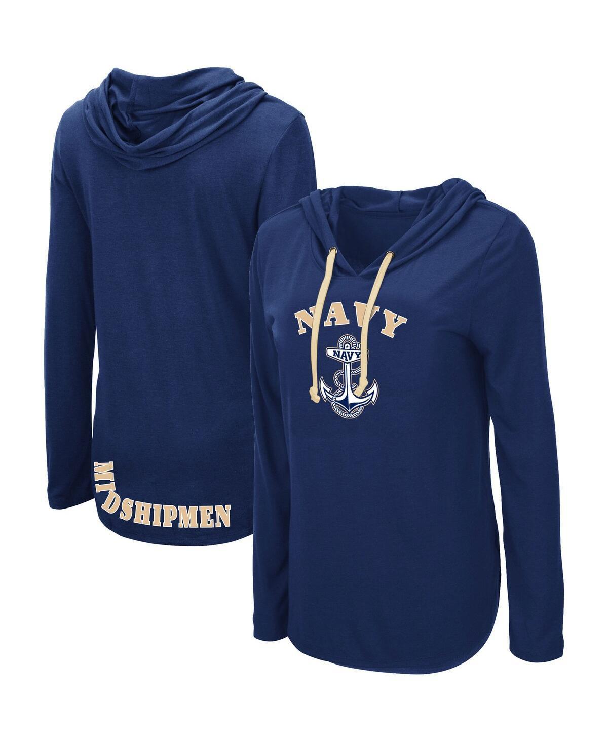 Womens Colosseum Midshipmen My Lover Lightweight Hooded Long Sleeve T-Shirt Blue Product Image