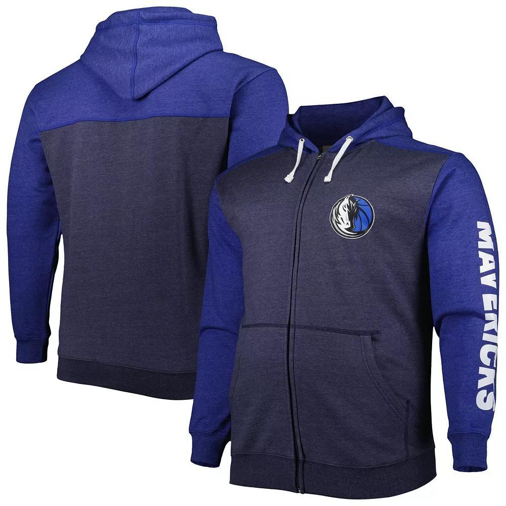 Men's Fanatics Branded Navy/Royal Dallas Mavericks Big & Tall Down and Distance Full-Zip Hoodie, Size: 2XB, Blue Product Image