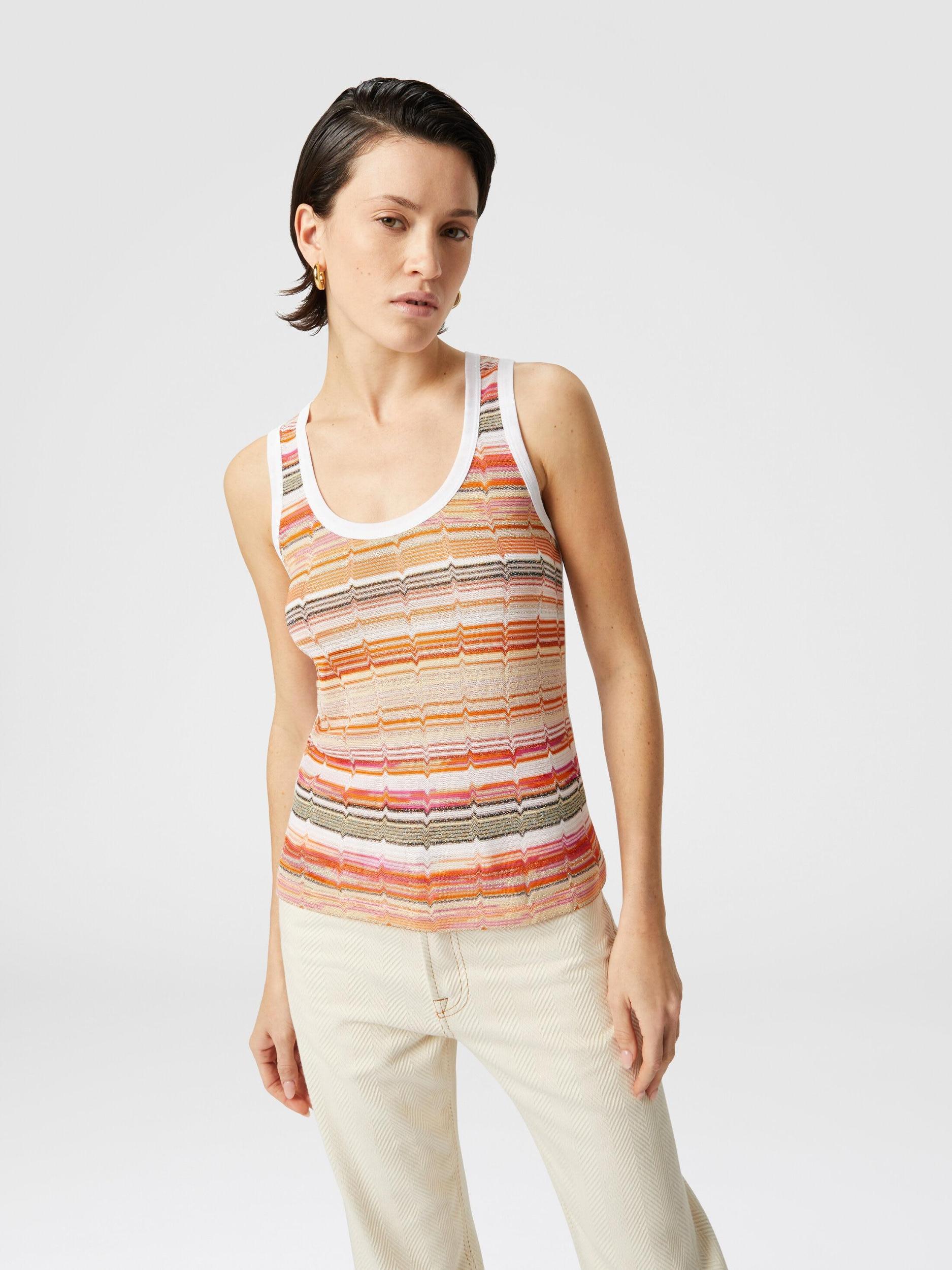 Tank top with knitted insert in greek lamé motif Product Image