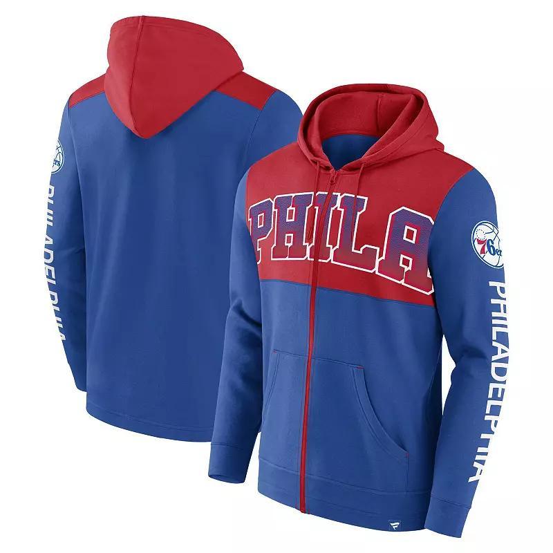 Men's Fanatics Branded Royal/Red Philadelphia 76ers Skyhook Colorblock Full-Zip Hoodie, Size: Small, 76r Blue Product Image