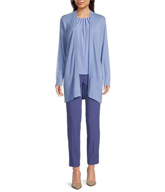Calvin Klein Solid Matte Jersey Pleated Crew Neck Short Sleeve Blouse Product Image
