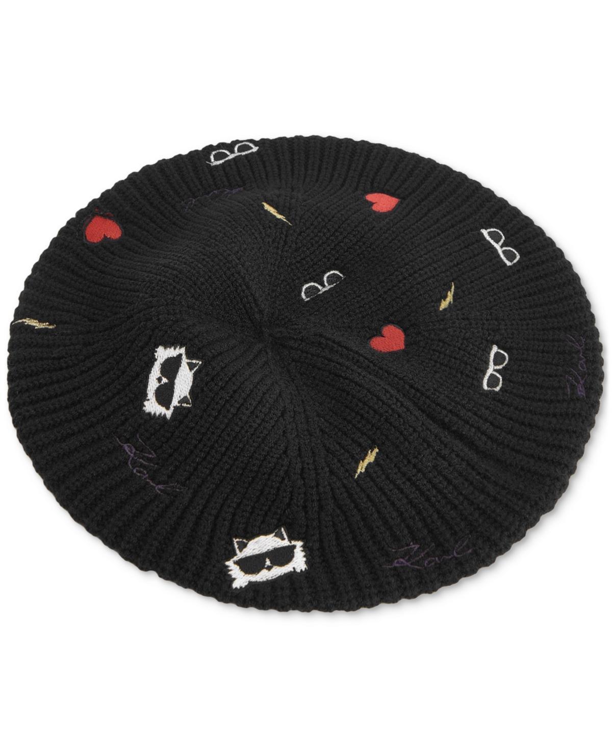 Karl Lagerfeld Paris Womens Karl Icon Embroidered Beret Product Image