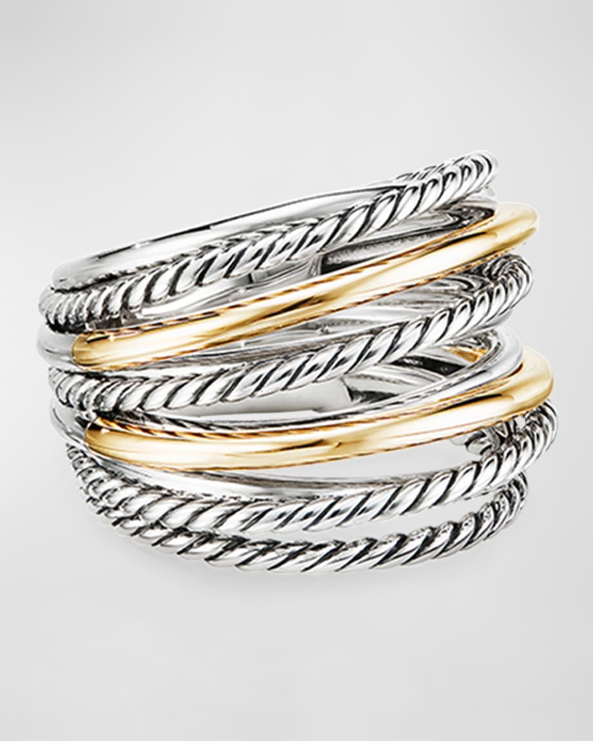 David Yurman Sterling Silver & 18K Yellow Gold Crossover Wide Ring, 6 Product Image