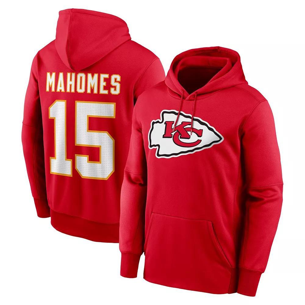 Men's Nike Patrick Mahomes Red Kansas City Chiefs Player Name & Number Performance Pullover��Hoodie, Size: XL Product Image
