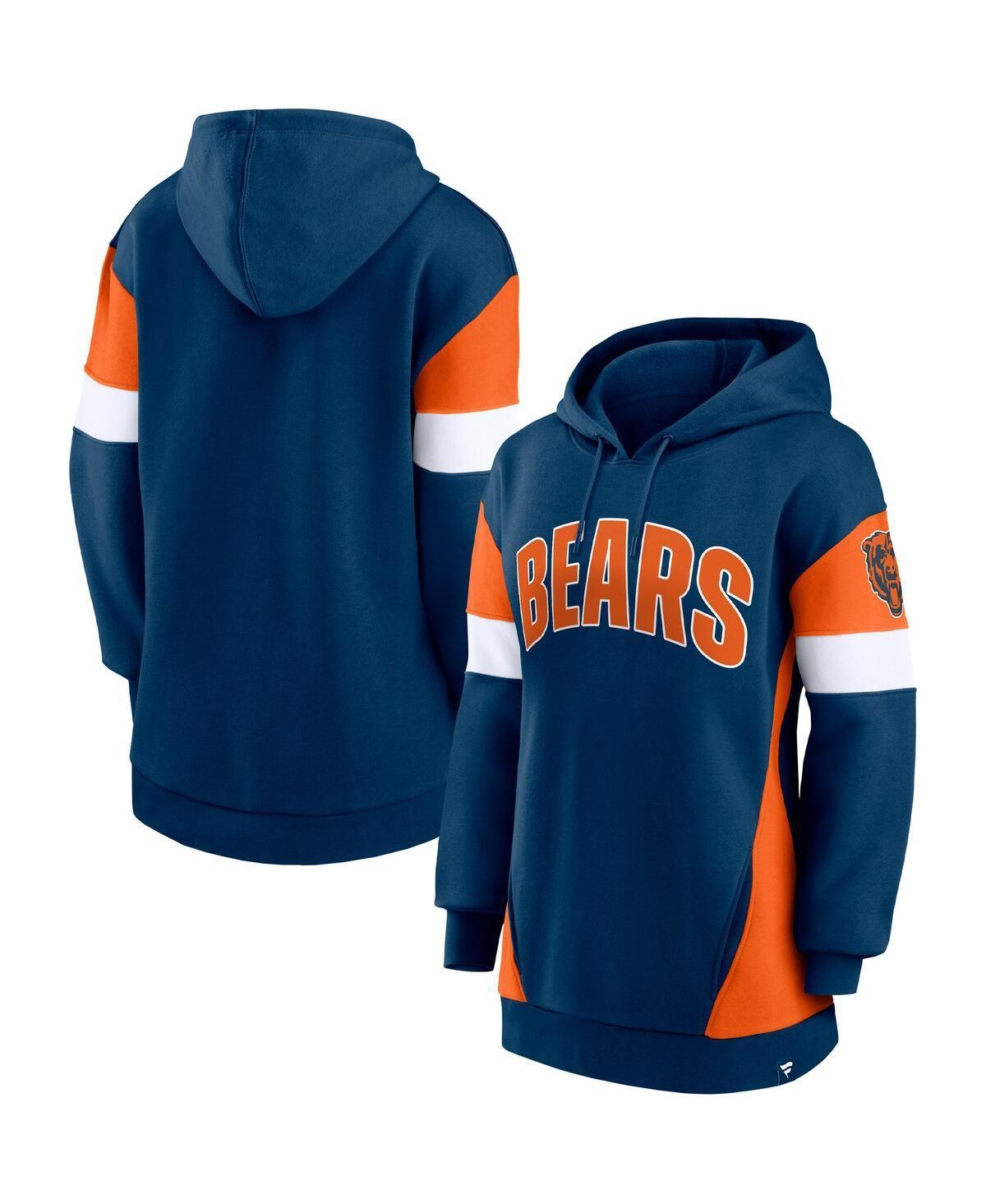 Women's Fanatics Branded Navy/Orange Chicago Bears Lock It Down Pullover Hoodie, Size: Medium, Blue Product Image