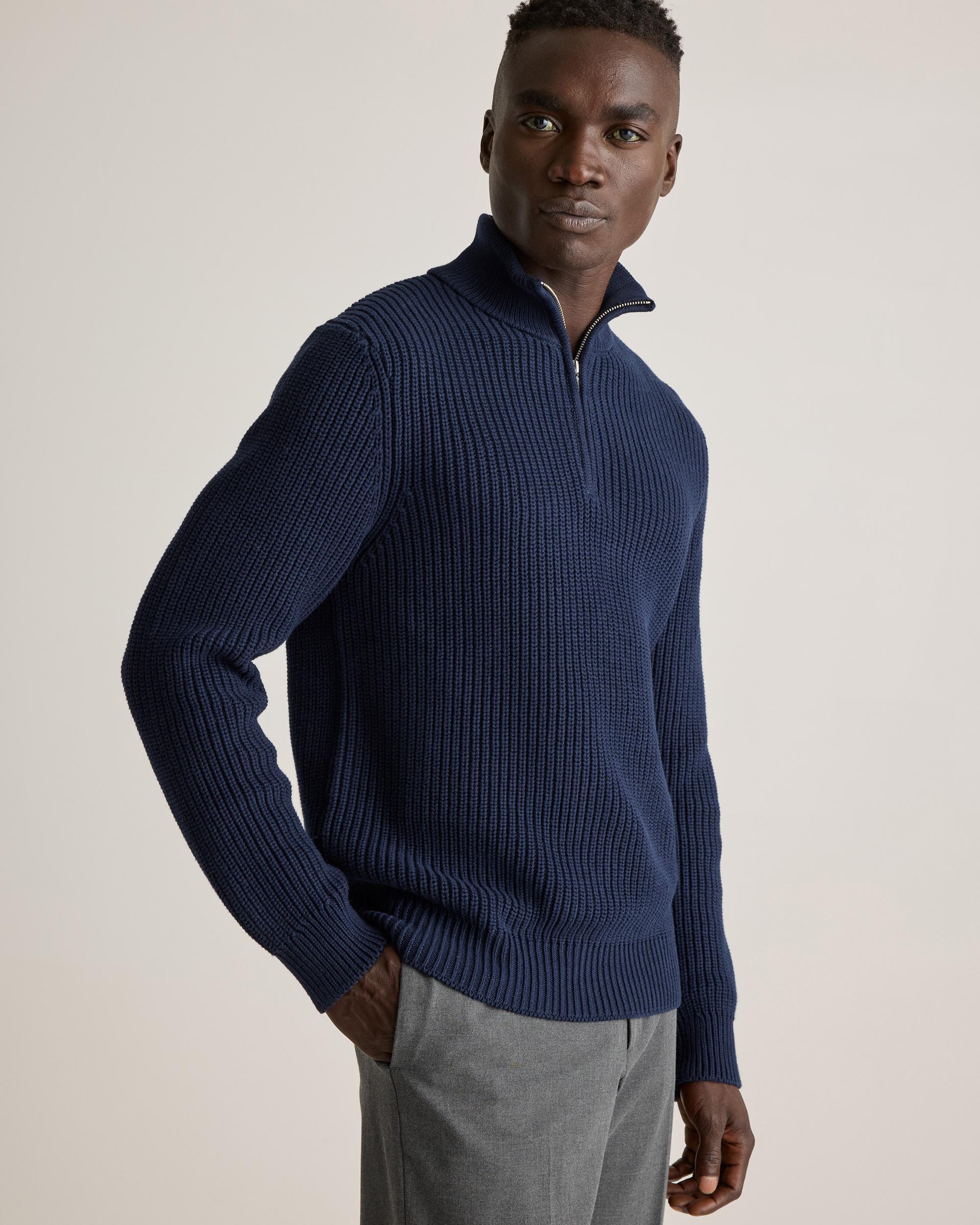 Quince | Men's Fisherman Quarter-Zip Sweater Size XL, Organic Cotton Product Image