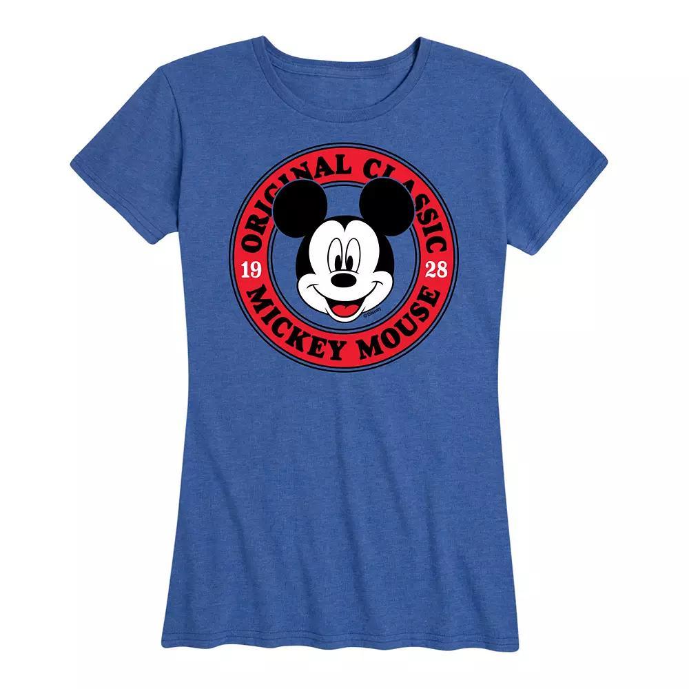 Disneys Mickey Mouse Womens Original Classic Graphic Tee Grey Royal Blue Product Image
