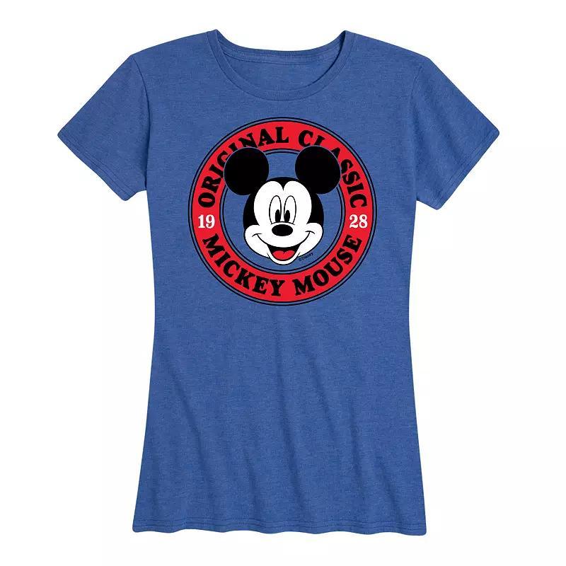 Disneys Mickey Mouse Womens Original Classic Graphic Tee Grey Royal Blue Product Image