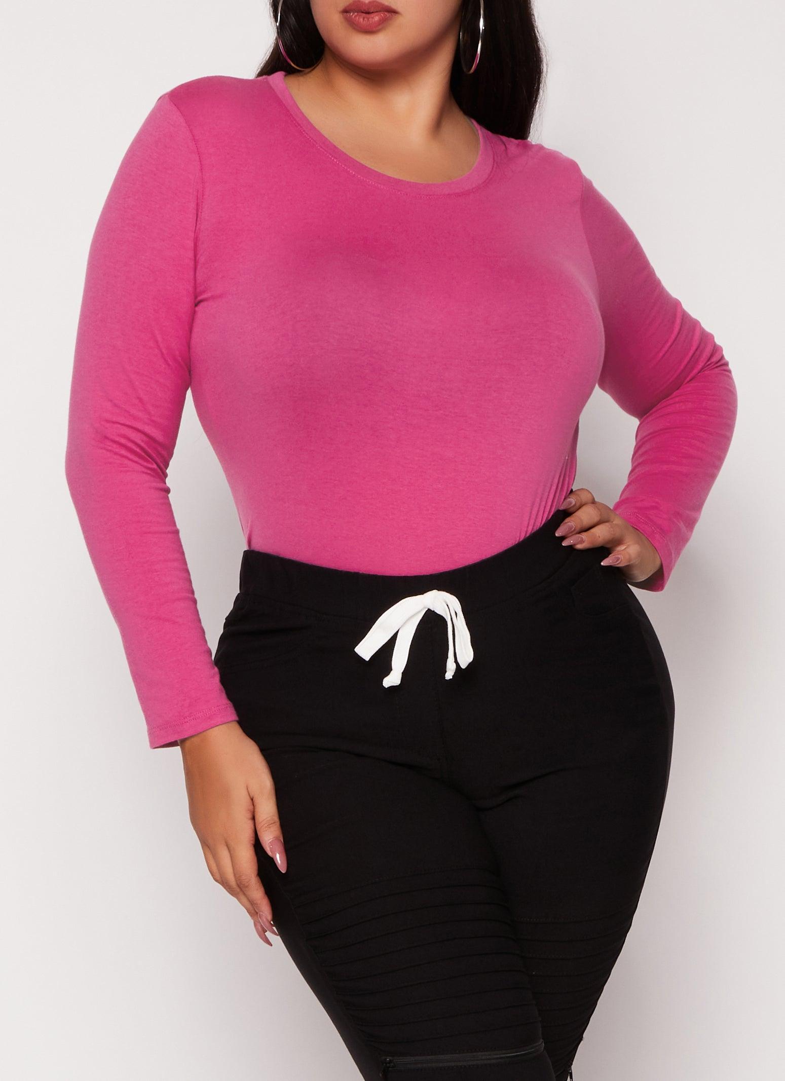 Womens Plus Size Long Sleeve Basic T Shirt Product Image