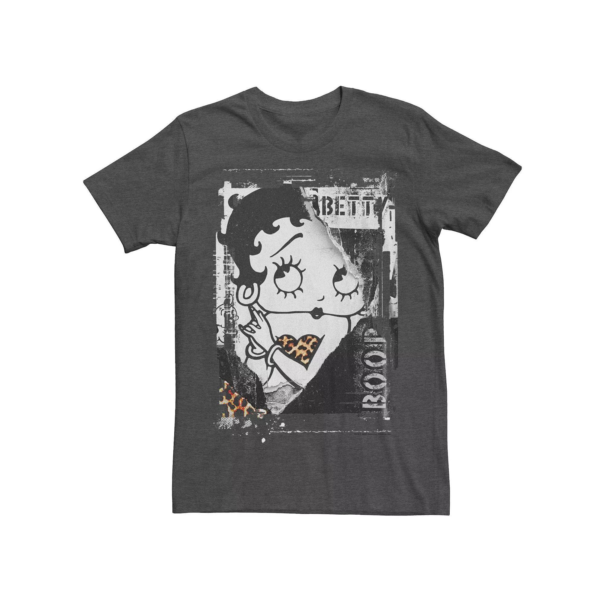 Men's Betty Boop Animal Print Tee, Size: XS, Grey Heather Product Image