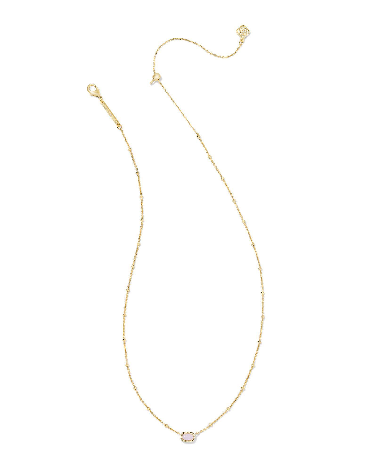 Mini Elisa Gold Satellite Short Pendant Necklace in Pink Opalite Crystal Product Image