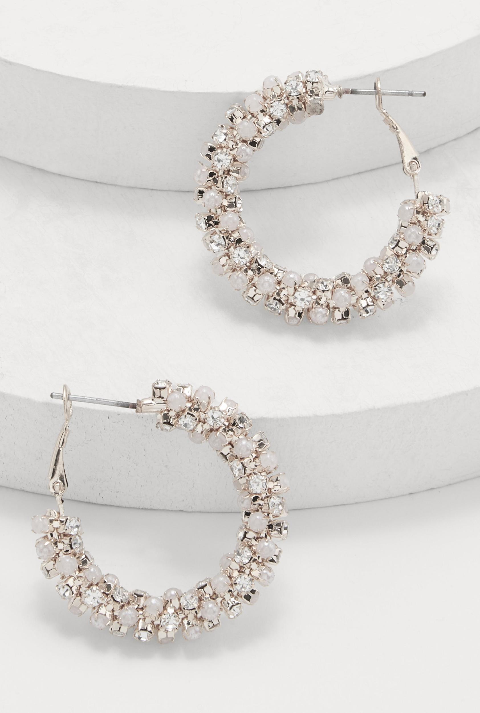 Rhinestone Oval Drop Earrings Female Product Image