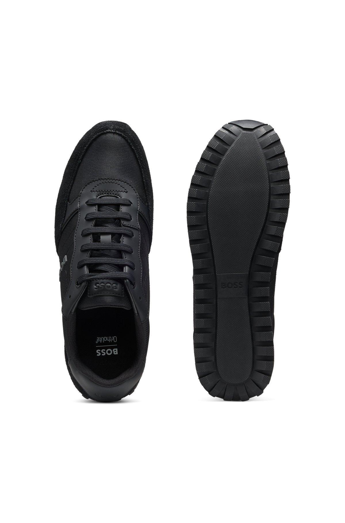 BOSS - Running-inspired trainers with faux-leather trims - Black Product Image