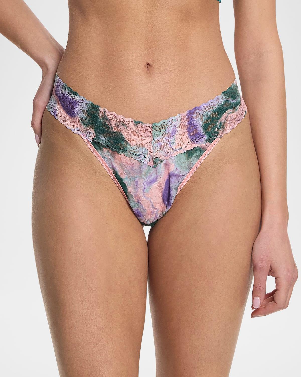 Printed Original-Rise Signature Lace Thong Product Image