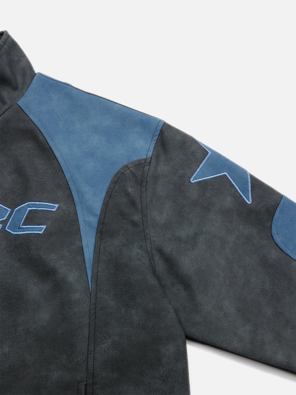 Aelfric Eden Embroidery Star Cropped Racing Jacket Product Image