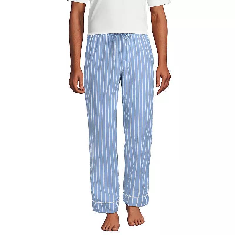 Men's Lands' End Essential Pajama Pants, Size: Large, White Blue Stripe Product Image