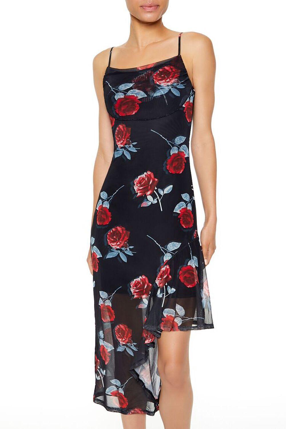 Ruffle Rose Print Midi Dress | Forever 21 Product Image