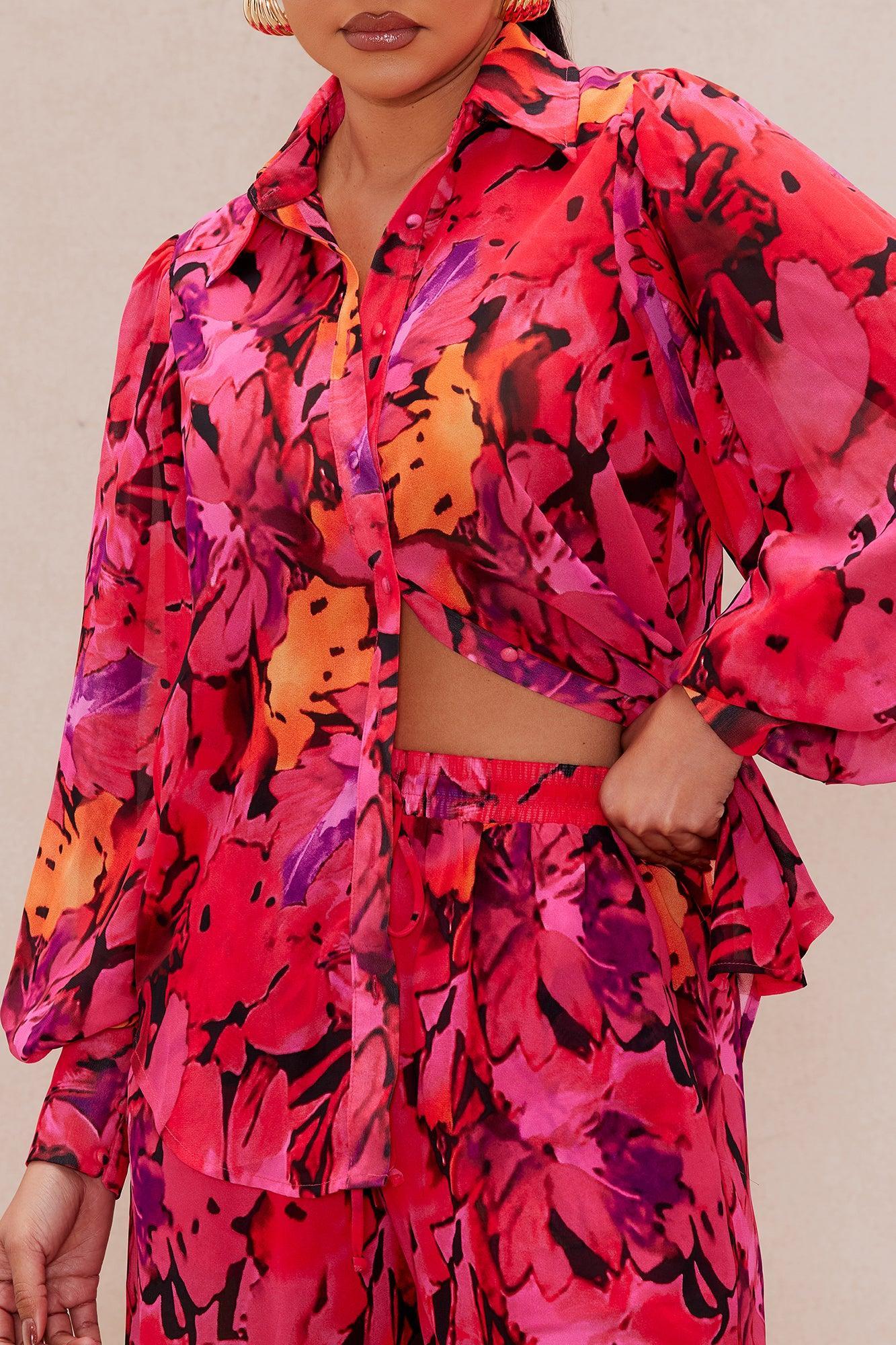 Samone Wide Leg Pant Set - Fuchsia/combo Product Image
