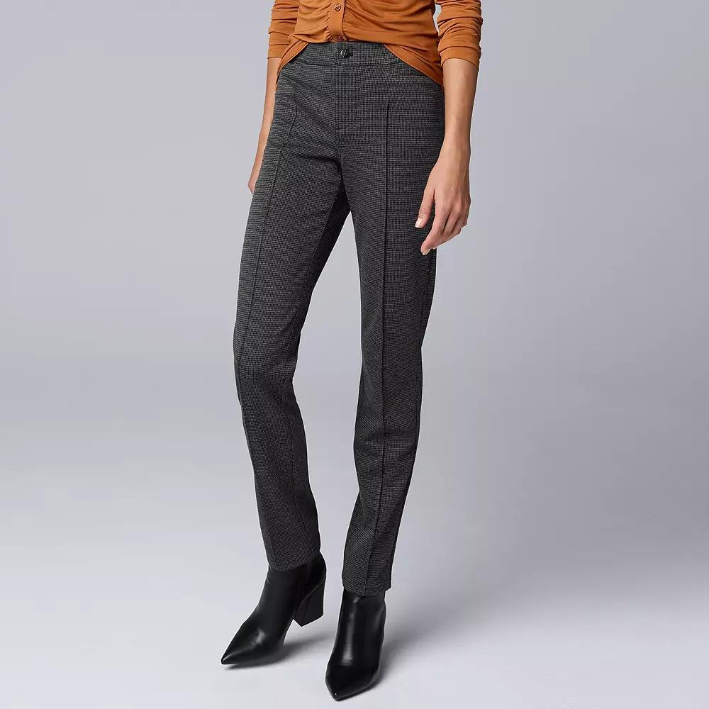 Women's Simply Vera Vera Wang Mid-Rise Pintuck Ponte Skinny Pants, Size: XXL, Mini Houndsto Product Image
