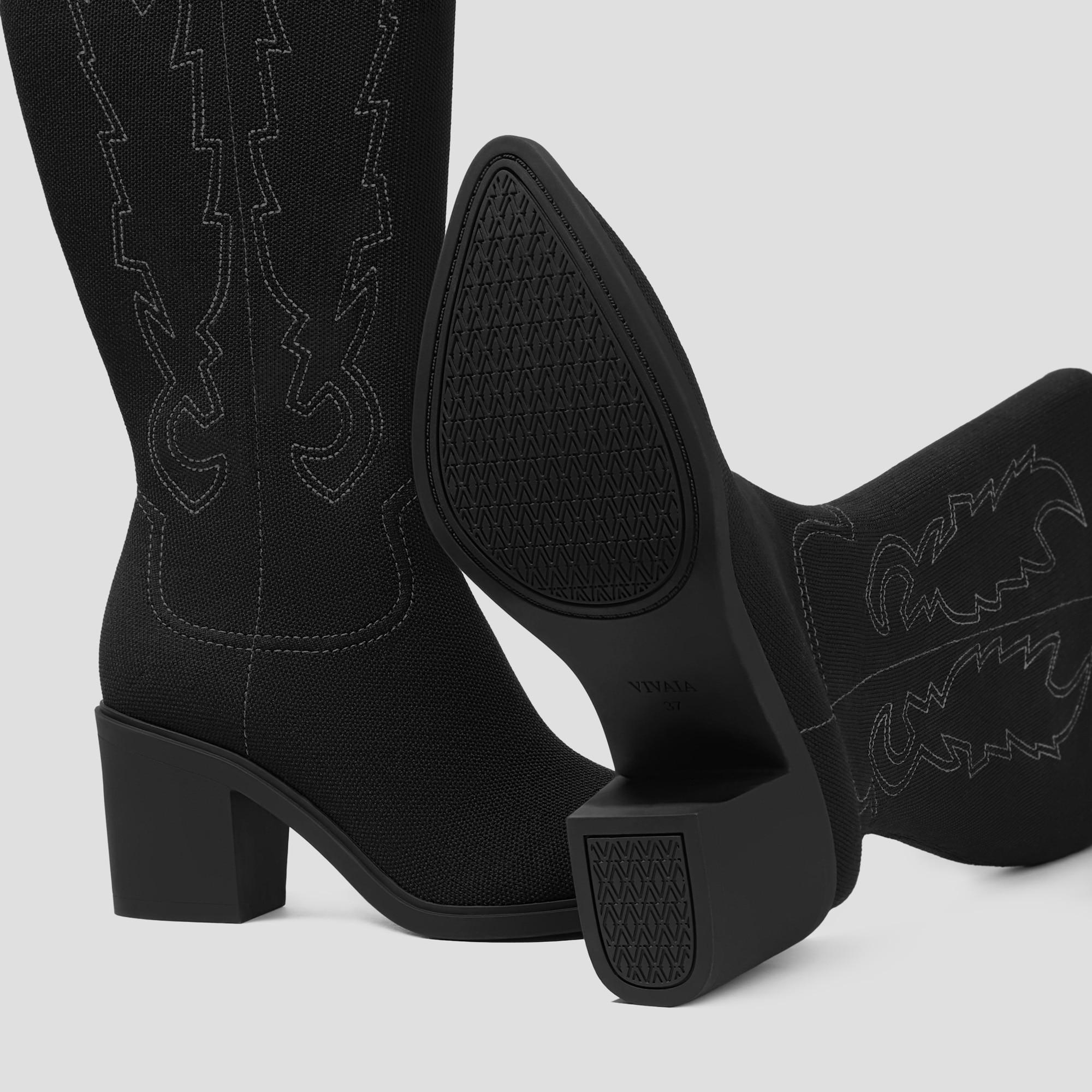Pointed-Toe Western Knee-High Boots (Willow) Product Image