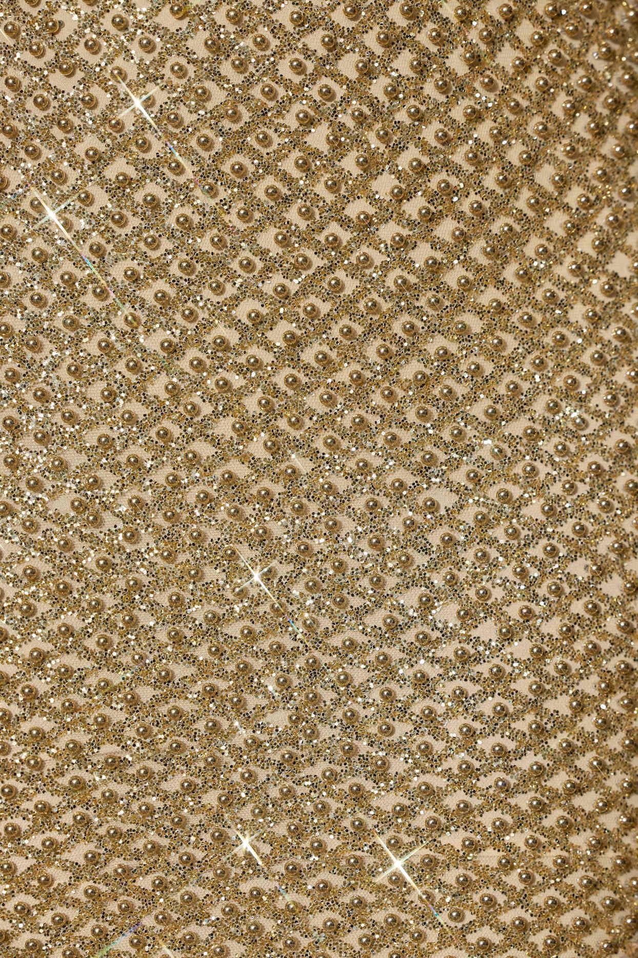 Embellished Cut-Out Gown in Gold Product Image