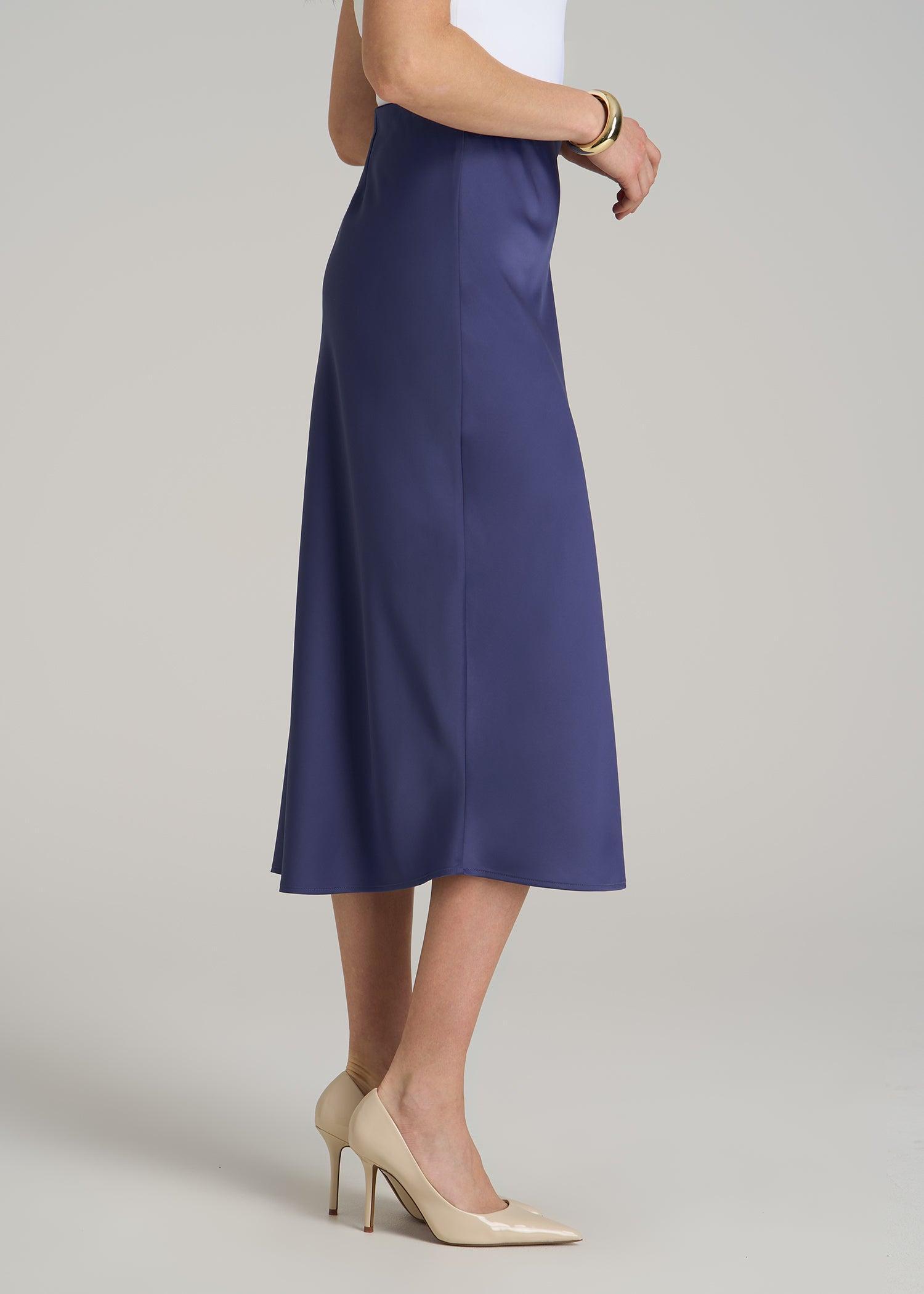 Pull On Satin Midi Skirt for Tall Women in Future Dusk Product Image