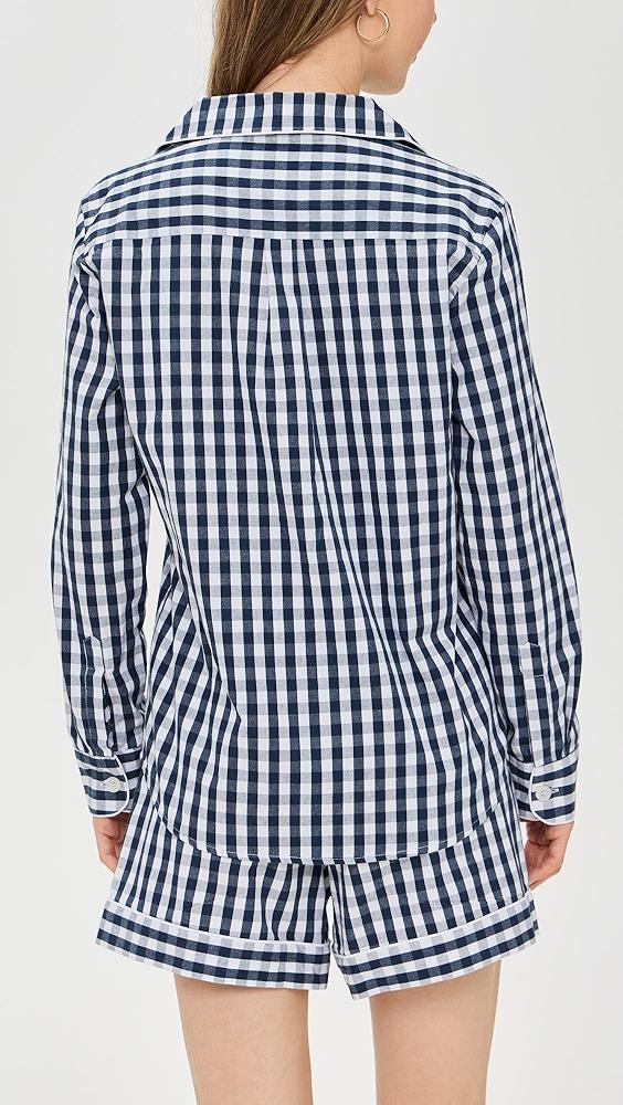 Petite Plume Gingham Long Sleeve Short Set | Shopbop Product Image