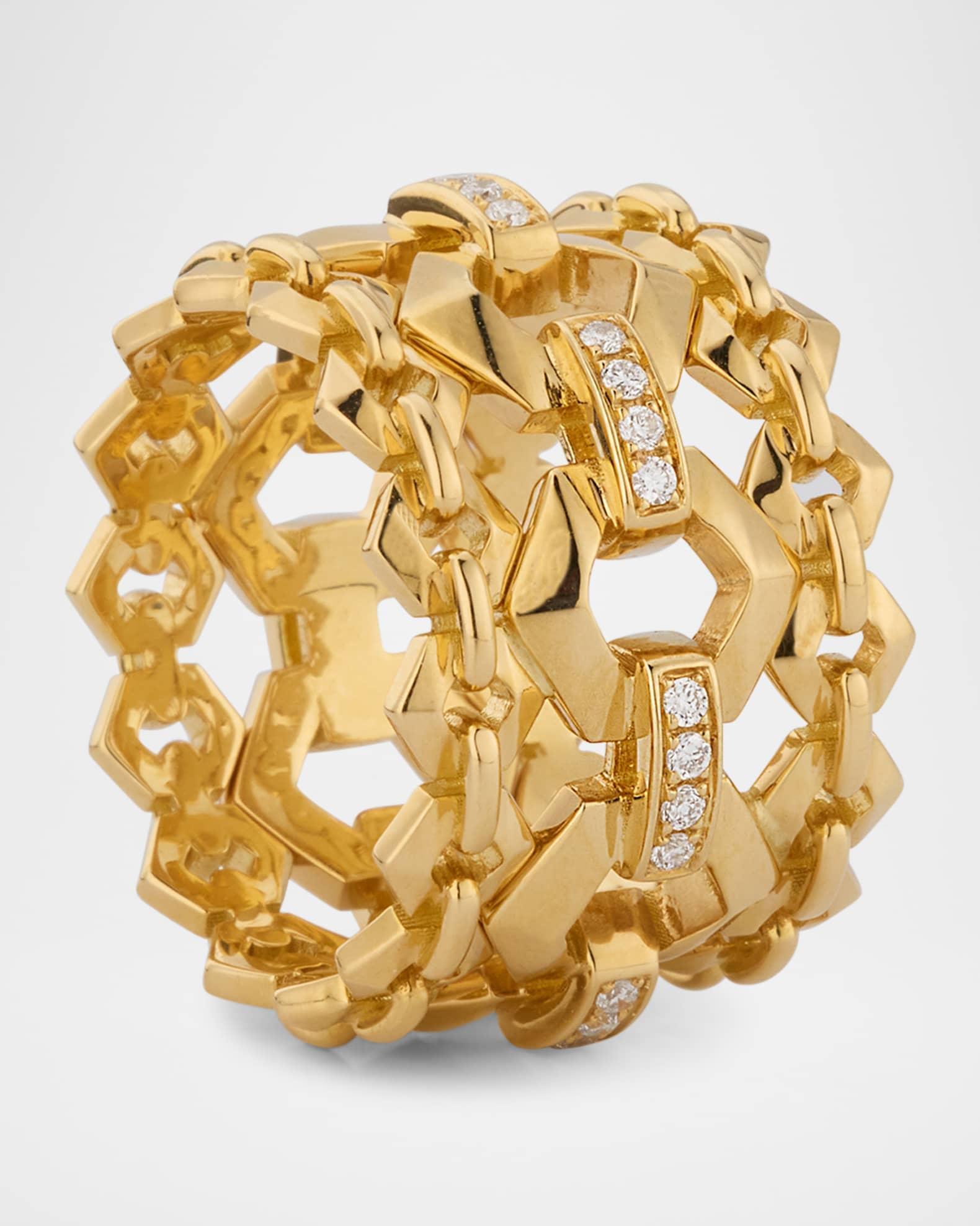 18K Yellow Gold Diamond Warrior Ring Product Image