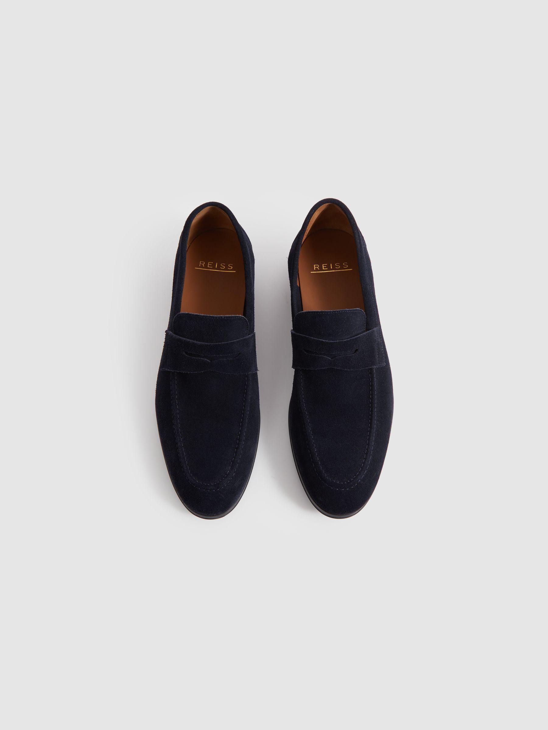Suede Slip On Loafers in Navy Product Image