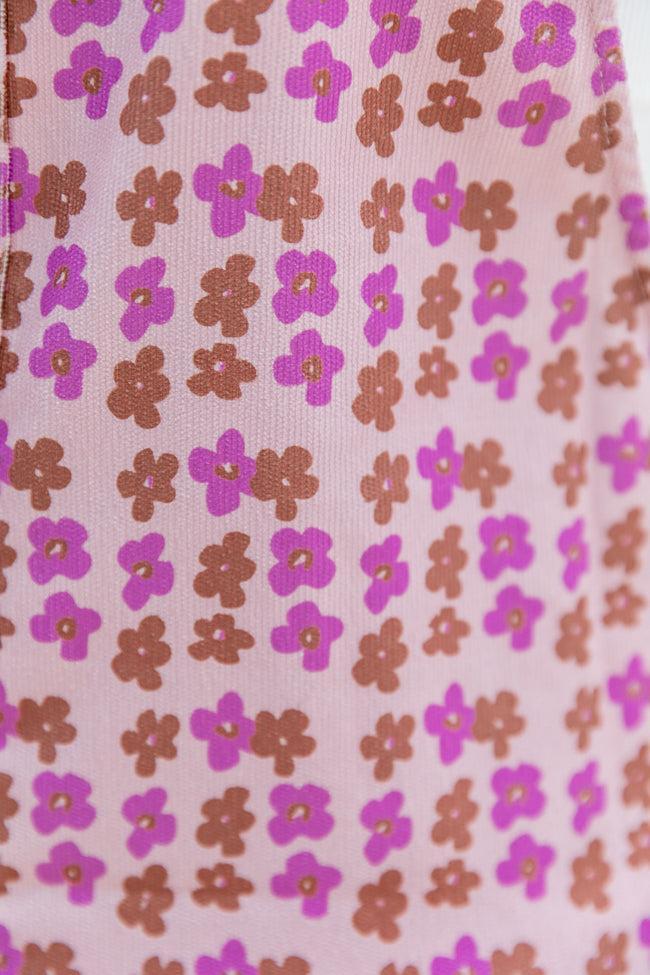 Keep On Wishing Pink Multi Daisy Printed Corded Overall Dress FINAL SALE Product Image